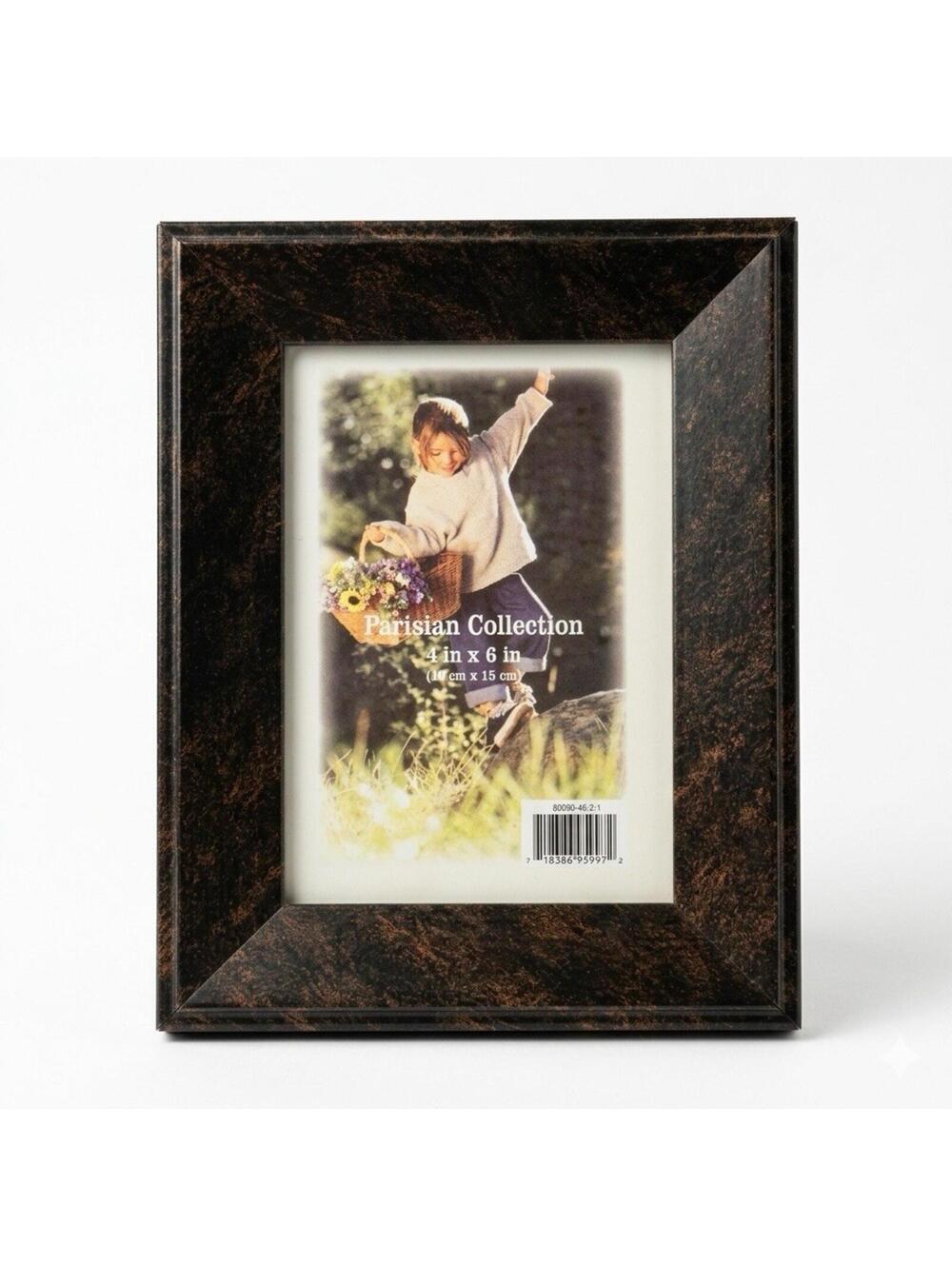 PHOTO FRAME Parisian Home Collection Brown w/Gold Accents for 4x6" Picture Wood